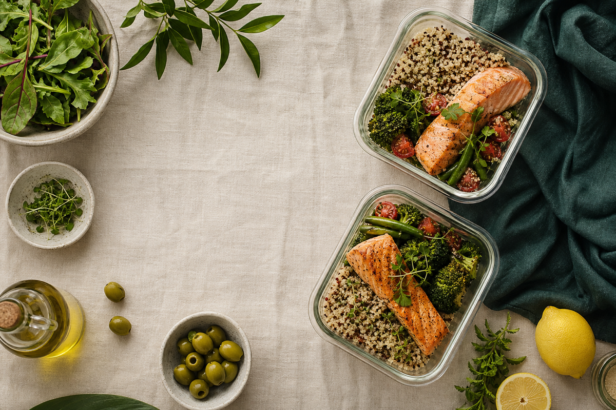 Meal prep saludable mediterráneo para adelgazamiento natural